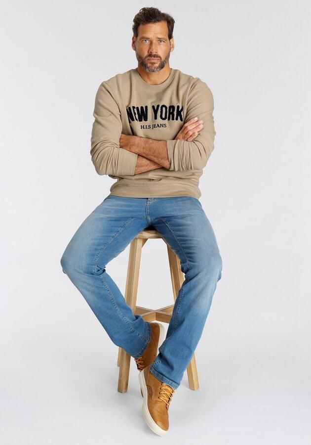 H.I.S Sweater Langarm losse pasvorm geborduurde look ronde hals - Foto 6