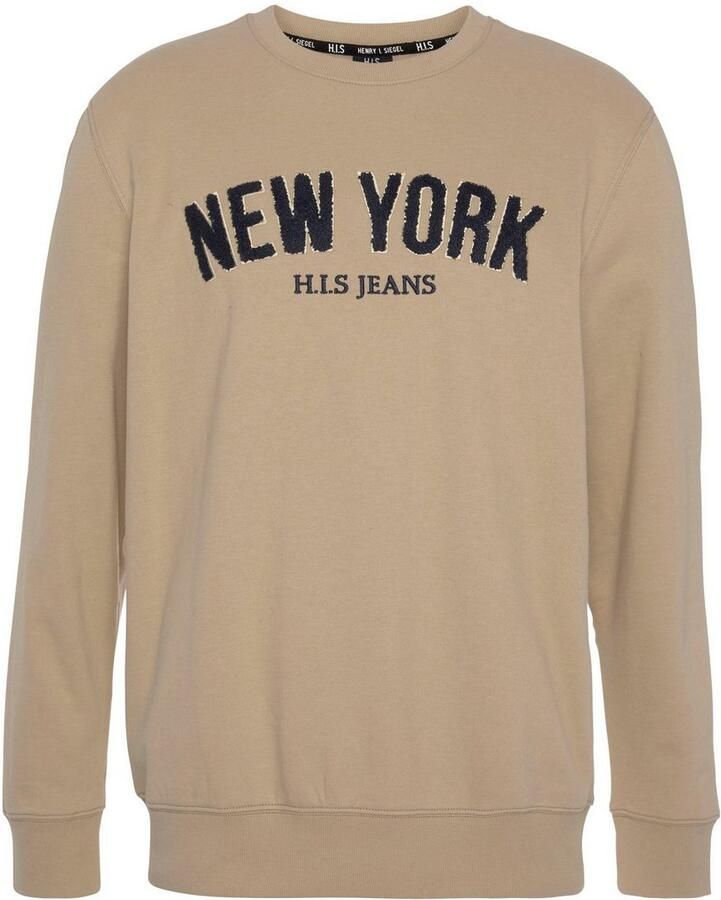 H.I.S Sweater Langarm losse pasvorm geborduurde look ronde hals