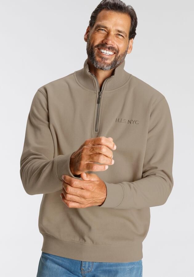 H.I.S Sweatshirt effen van rekbare sweatstof met logoborduring - Foto 8