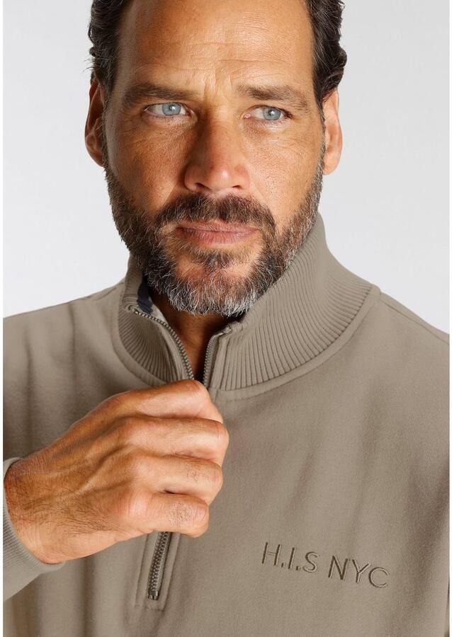 H.I.S Sweatshirt effen van rekbare sweatstof met logoborduring - Foto 2