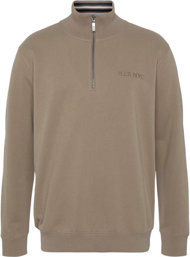 H.I.S Sweatshirt effen van rekbare sweatstof met logoborduring