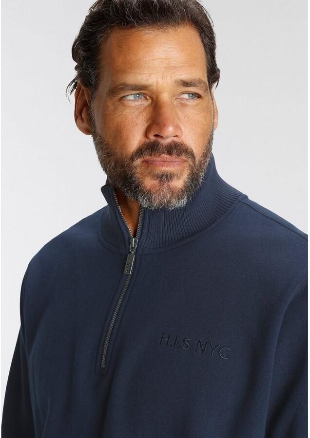 H.I.S Sweatshirt effen van rekbare sweatstof met logoborduring - Foto 3