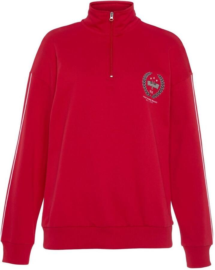 H.I.S Sweatshirt Loungeshirt met troyer-kraag en borduursel loungeanzug