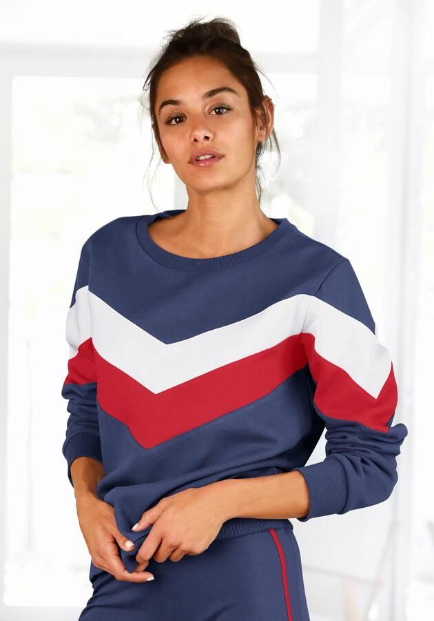 H.I.S Sweatshirt met contraststrepen aan voorkant en mouwen loungewear - Foto 5