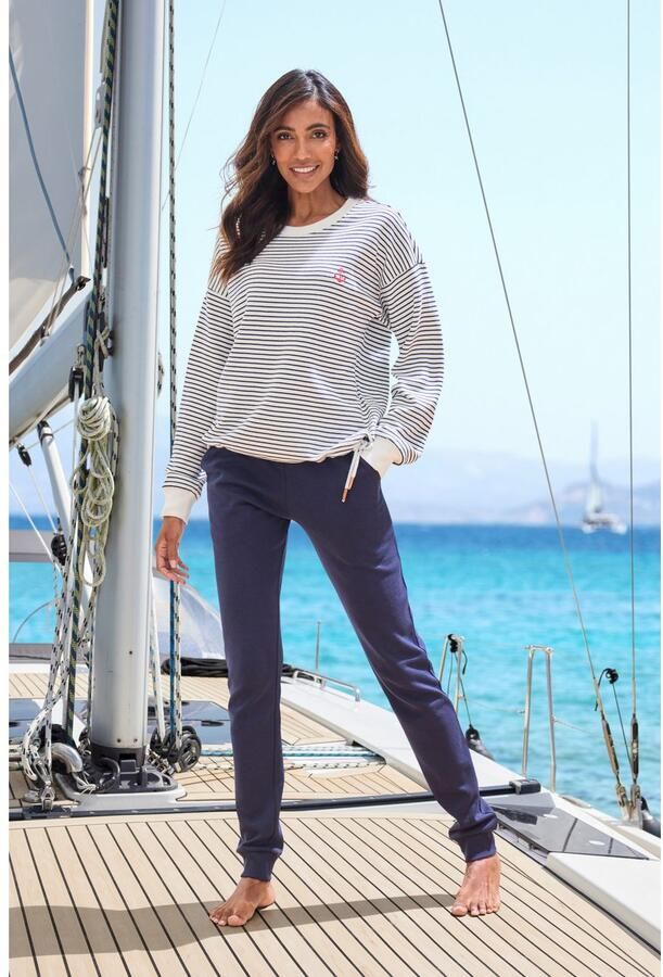 H.I.S Sweatbroek van zachte sweatstof en met ankerborduursel loungewear