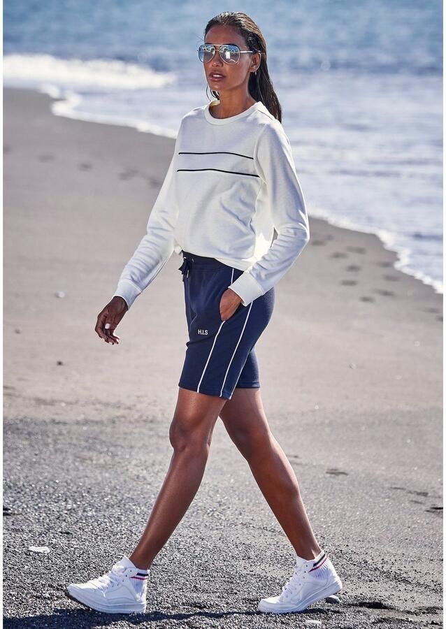 H.I.S Sweatshirt met piping op de borst loungewear - Foto 5