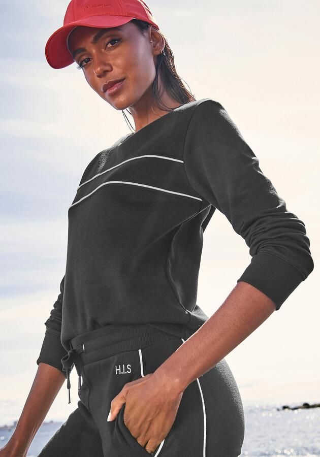 H.I.S Sweatshirt met piping op de borst loungewear - Foto 7