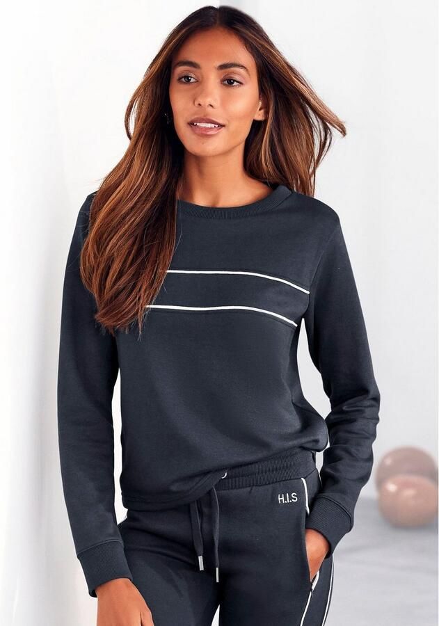 H.I.S Sweatshirt met piping op de borst loungewear - Foto 6