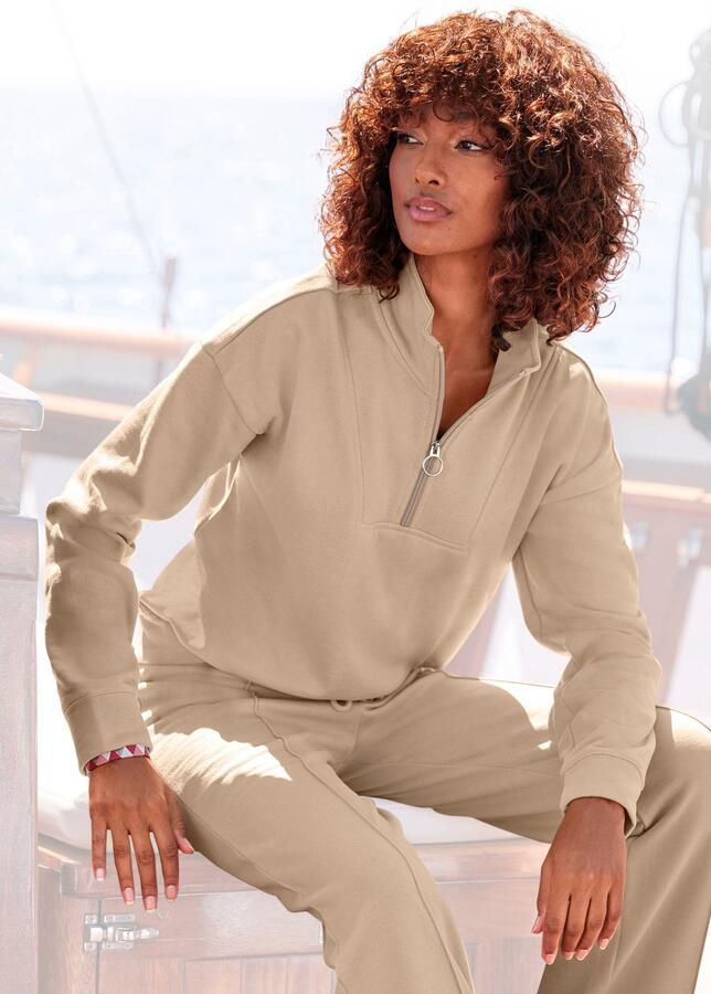 H.I.S Sweatshirt Troyer met opstaande kraag Troyer in maritieme stijl loungewear - Foto 5