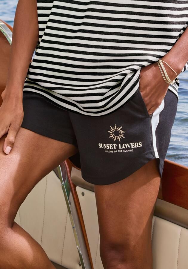 H.I.S Sweatshort met tunnelkoord en print - Foto 6