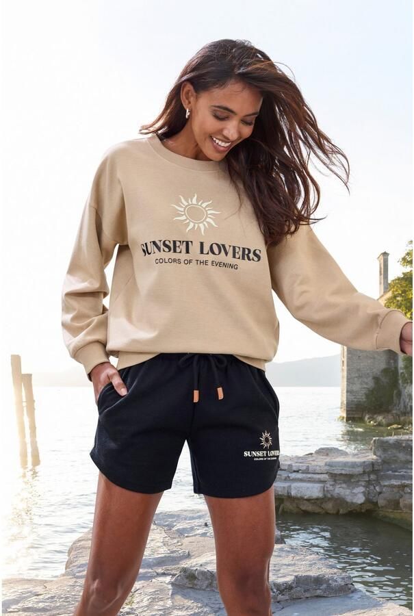 H.I.S Sweatshort met tunnelkoord en print - Foto 5