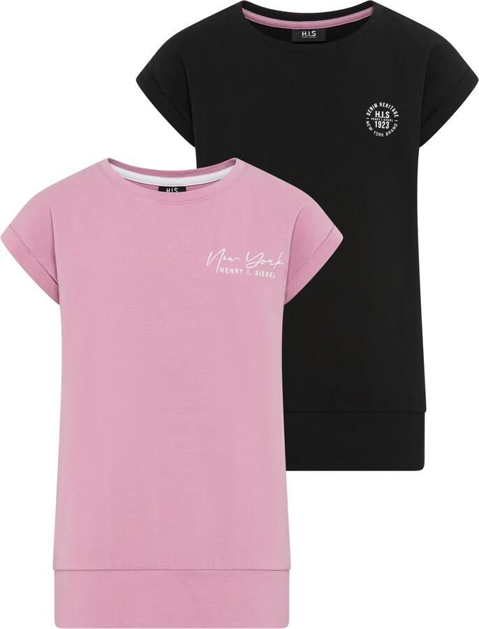 H.I.S T-shirt 2-pack T-shirts NIEUW: voor TIENERS! Shirts met verschillende prints (2-delig) - Foto 6