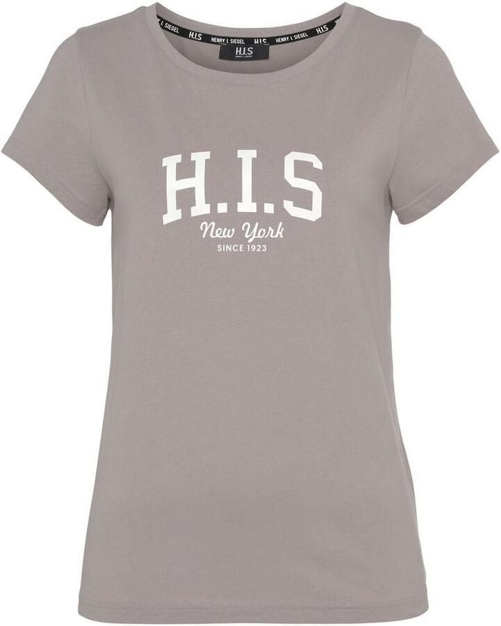 H.I.S T-shirt bedrukt voor vrije tijd van katoen