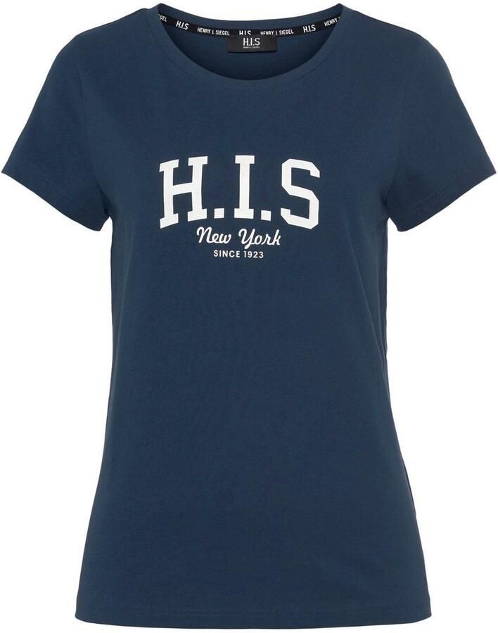 H.I.S T-shirt bedrukt voor vrije tijd van katoen