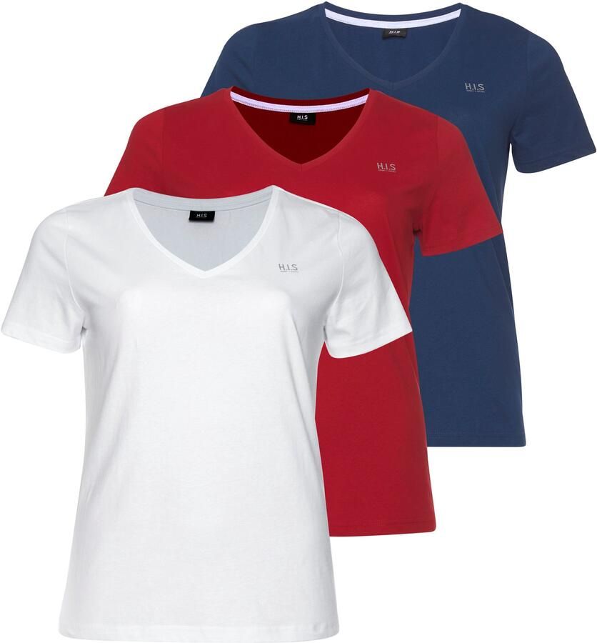 H.I.S T-shirt Essential basics figuurvolgende snit van katoen (Set van 3) - Foto 10