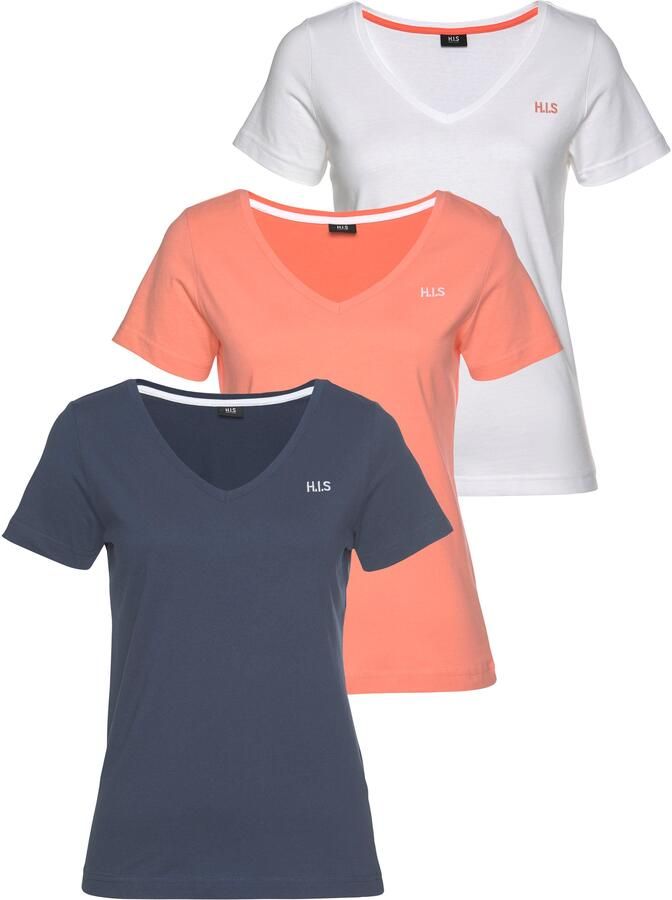 H.I.S T-shirt Essential basics heup-lange pasvorm figuuraccentuerende snit van 100% katoen (Set van 3) - Foto 14