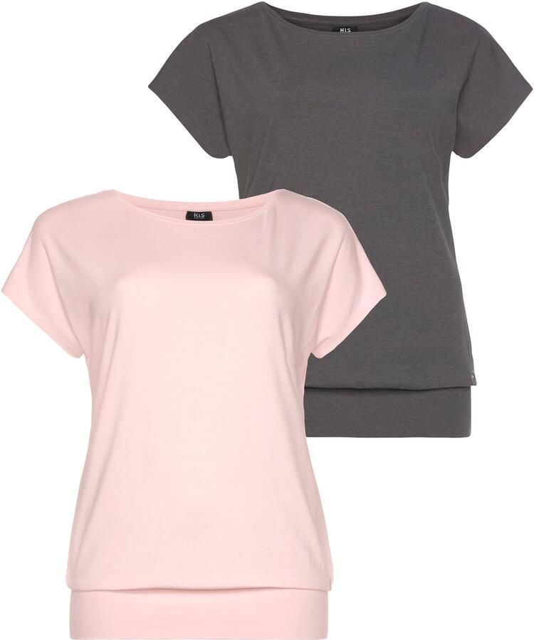 H.I.S T-shirt Gemaakt van viscose Korte mouwen sportieve pasvorm in 2-pack ook in grote maten (Set van 2) - Foto 9