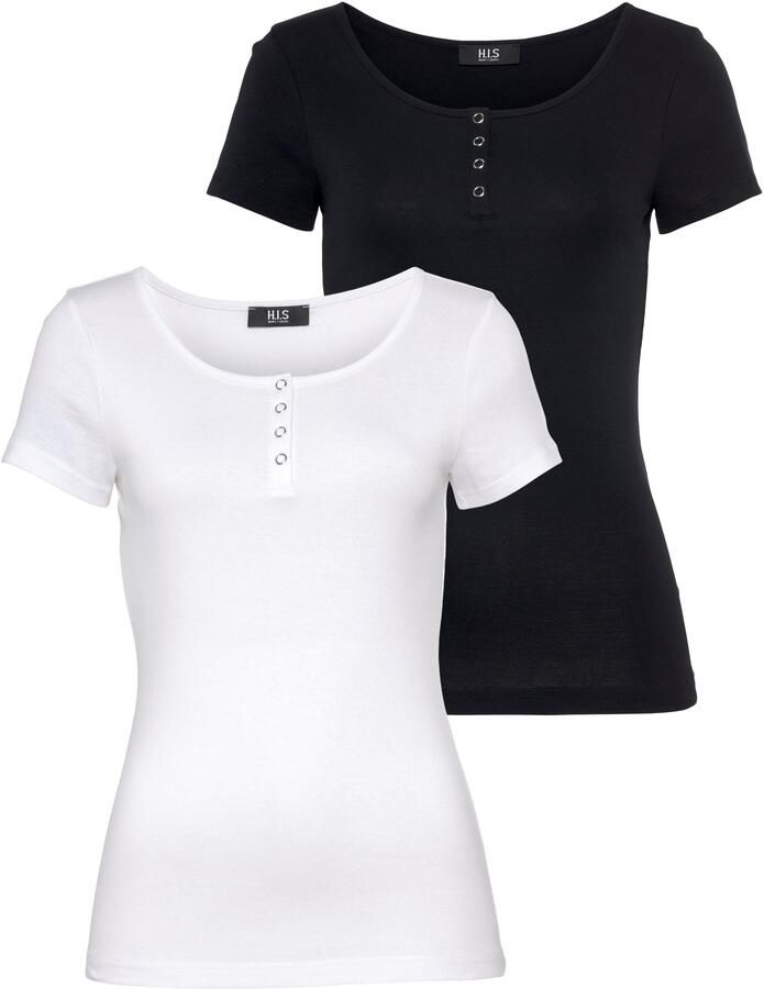 H.I.S T-shirt Korte mouwen effen van katoen in set verkrijgbaar (set 2-delig) - Foto 8