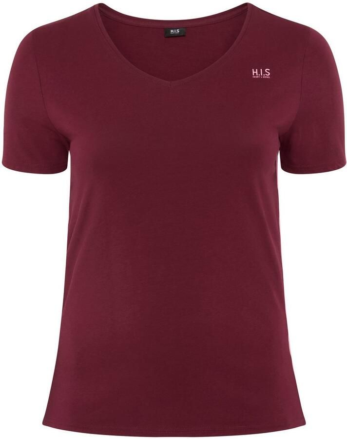 H.I.S T-shirt Korte mouwen figuurvriendelijke snit effen V-hals