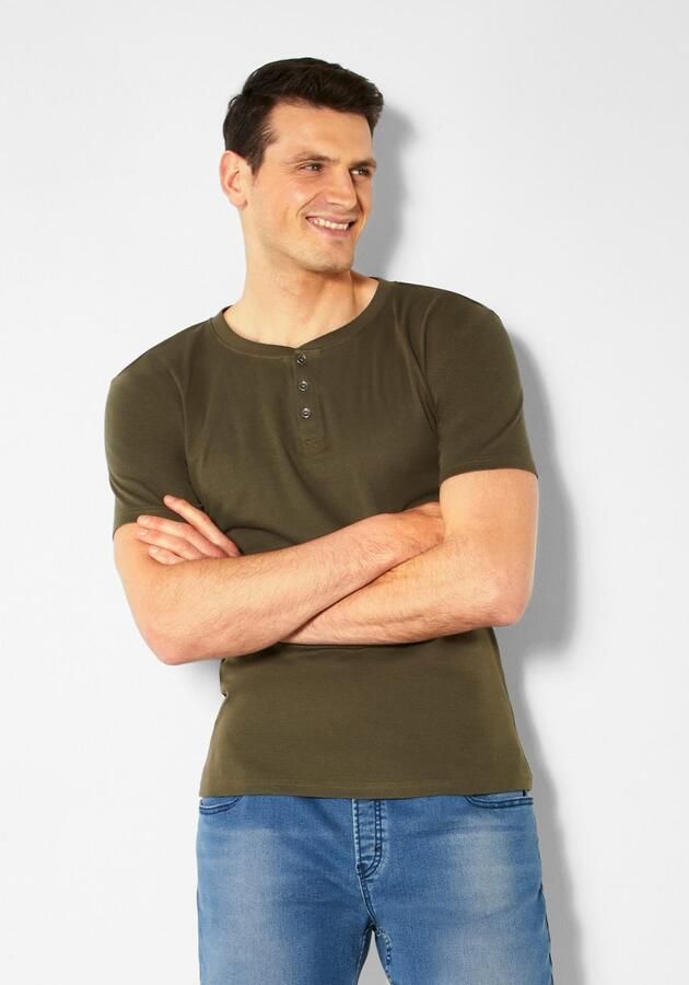 H.I.S T-shirt met een verfijnde knoopsluiting perfect als onderhemd (set) - Foto 4