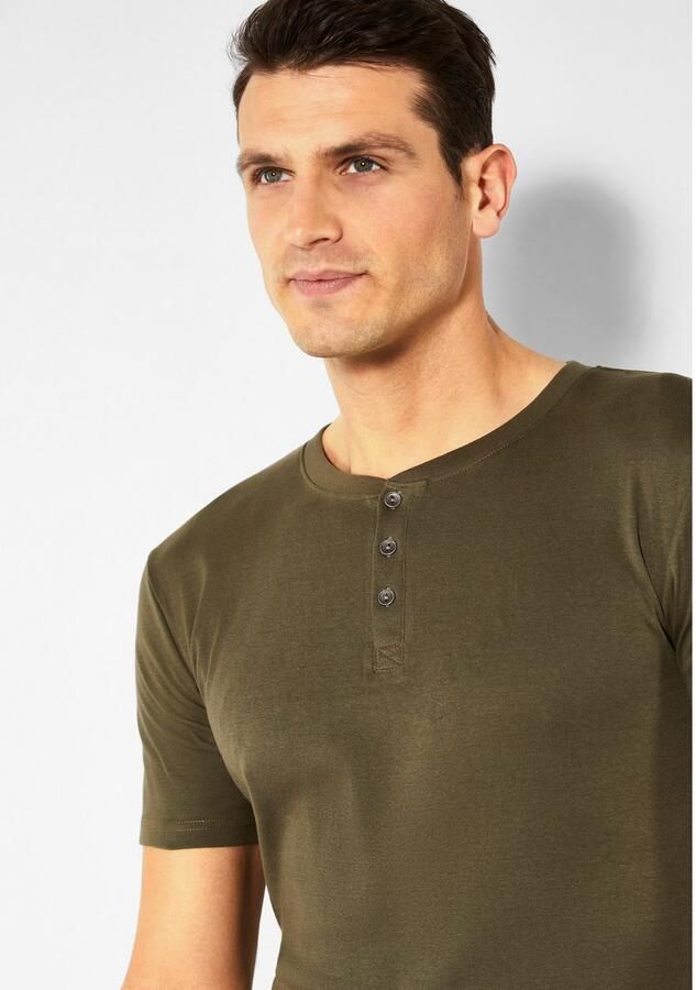 H.I.S T-shirt met een verfijnde knoopsluiting perfect als onderhemd (set) - Foto 3