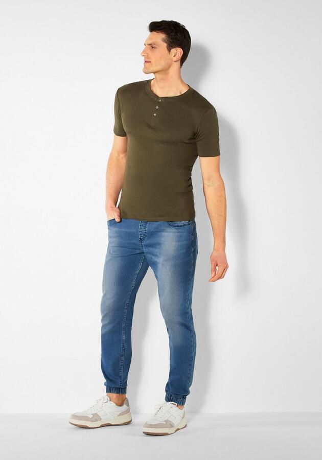 H.I.S T-shirt met een verfijnde knoopsluiting perfect als onderhemd (set) - Foto 6