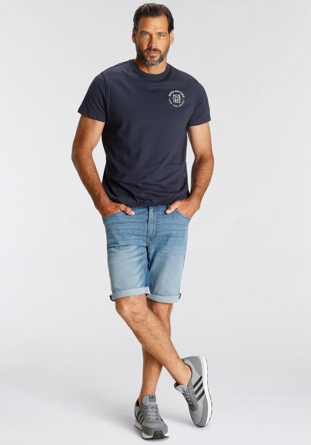 H.I.S T-shirt smal gesneden bedrukt ontwerp van 100% katoen (3-delig Set van 3) - Foto 7