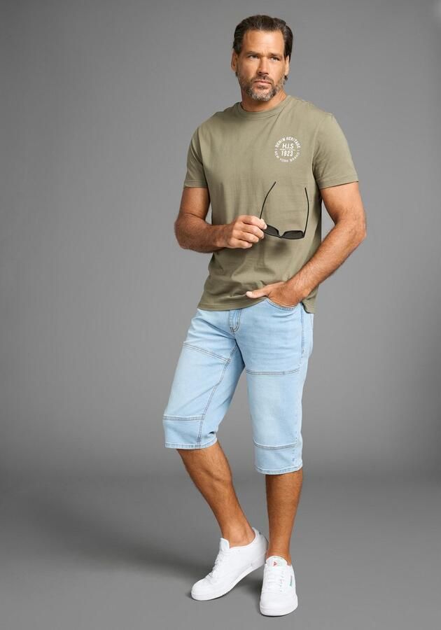 H.I.S T-shirt smal gesneden bedrukt ontwerp van 100% katoen (3-delig Set van 3) - Foto 4