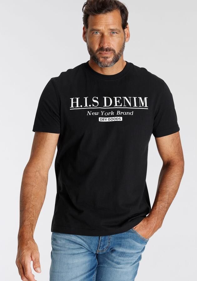 H.I.S T-shirt smalle pasvorm bedrukt ontwerp ronde hals - Foto 9