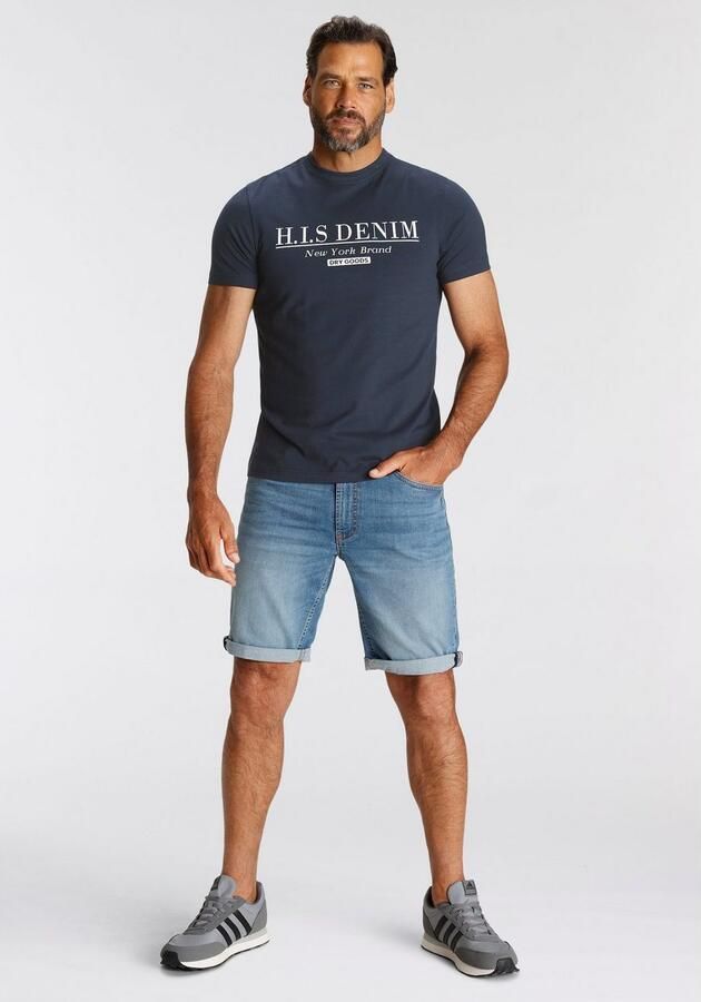 H.I.S Jeansshort DEYO rechte snit used-wassing lage taille - Foto 8