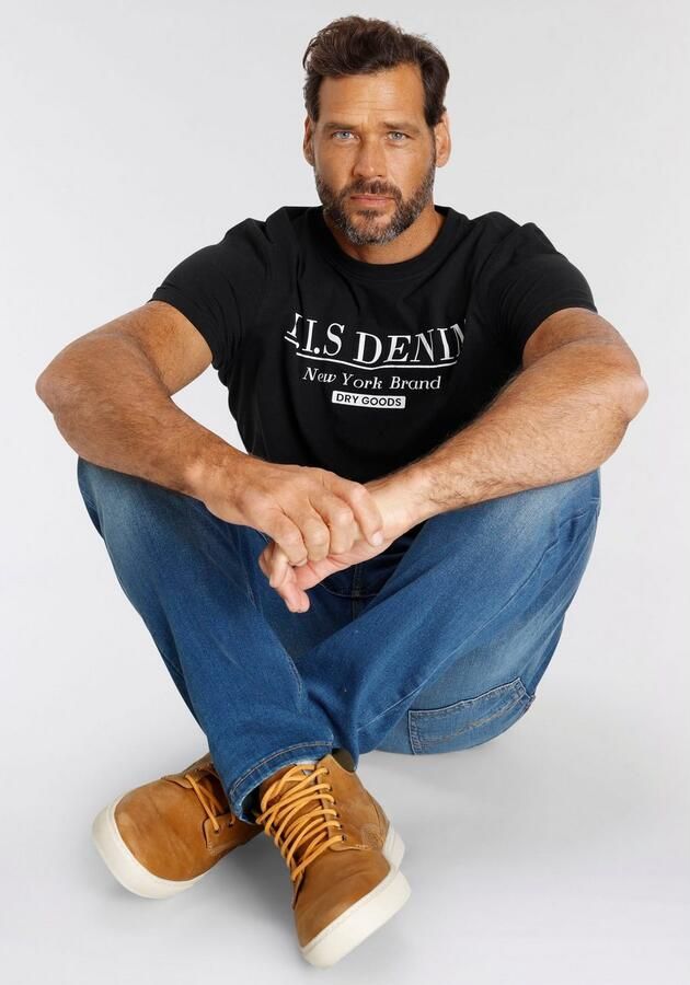 H.I.S T-shirt smalle pasvorm bedrukt ontwerp ronde hals - Foto 6