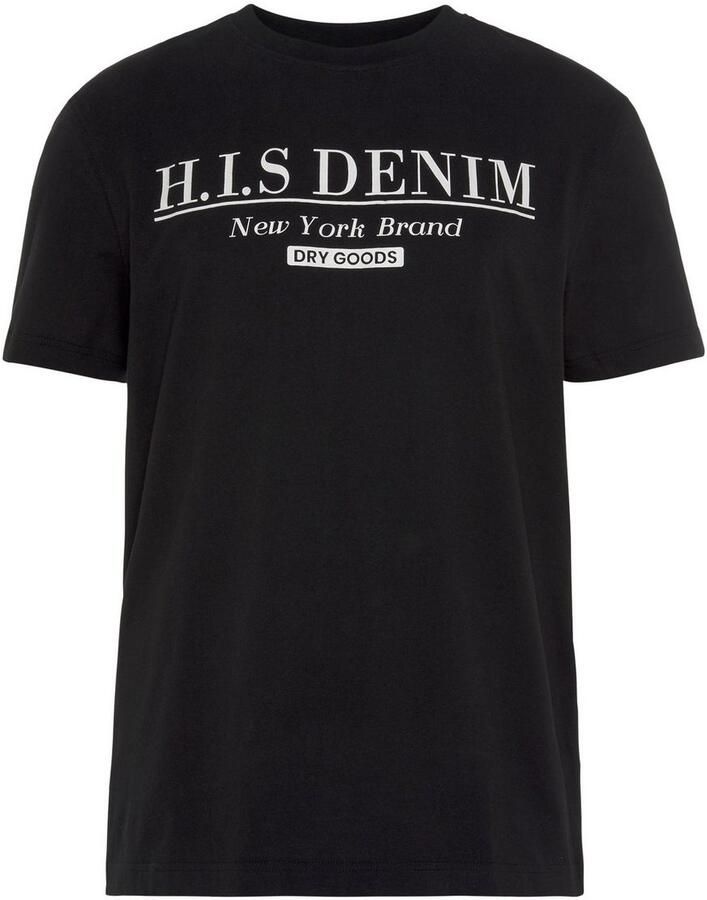 H.I.S T-shirt smalle pasvorm bedrukt ontwerp ronde hals