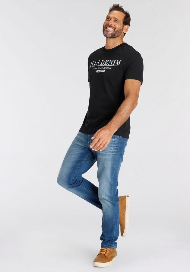 H.I.S T-shirt smalle pasvorm bedrukt ontwerp ronde hals - Foto 7