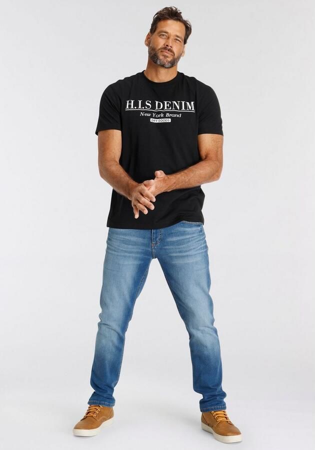 H.I.S T-shirt smalle pasvorm bedrukt ontwerp ronde hals - Foto 8