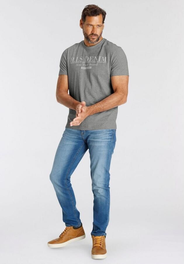 H.I.S T-shirt smalle pasvorm bedrukt ontwerp ronde hals - Foto 5