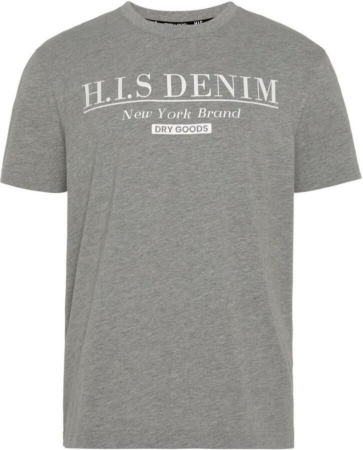 H.I.S T-shirt smalle pasvorm bedrukt ontwerp ronde hals