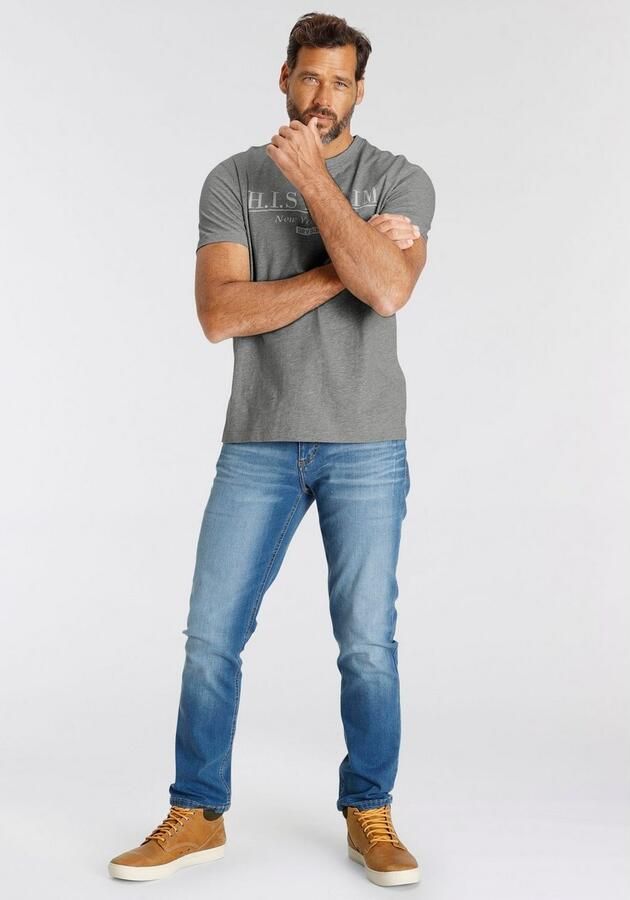 H.I.S T-shirt smalle pasvorm bedrukt ontwerp ronde hals - Foto 6