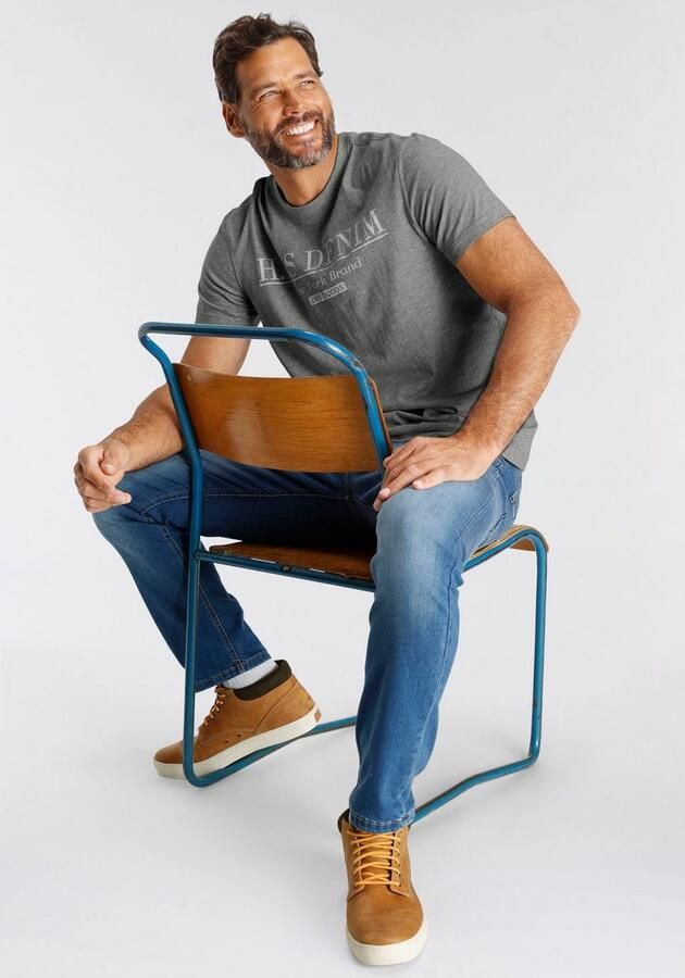 H.I.S T-shirt smalle pasvorm bedrukt ontwerp ronde hals - Foto 7