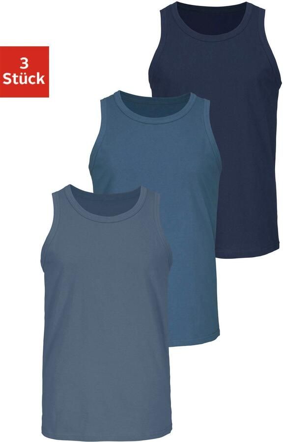 H.I.S Tanktop Onderhemd voor heren met ronde hals van katoen (set 3-delig) - Foto 4