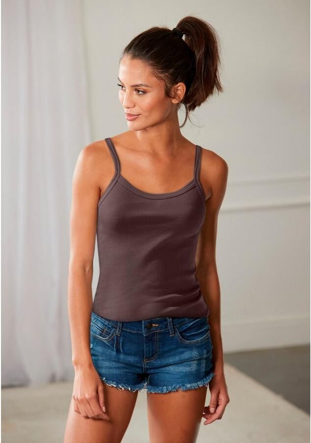 H.I.S Top met spaghettibandjes van zachte ribkwaliteit van katoen (Set van 3)