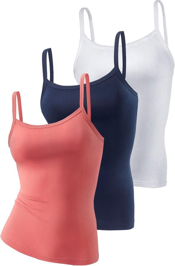 H.I.S Top met spaghettibandjes van zachte ribkwaliteit van katoen (Set van 3) - Foto 5
