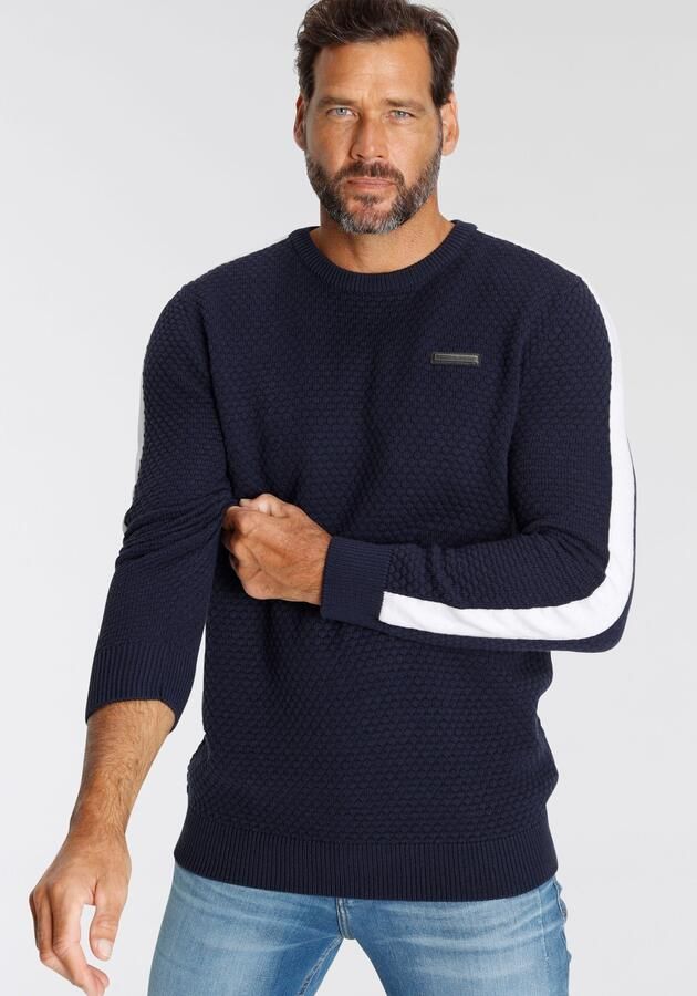 H.I.S Trui met ronde hals met contraststrepen op de mouw - Foto 9