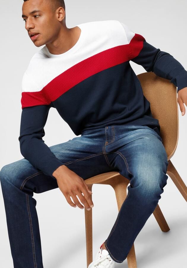 H.I.S Trui met ronde hals Nieuwe kleuren! Colourblocking in lichte tricotkwaliteit - Foto 6