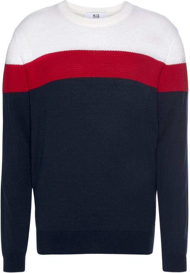 H.I.S Trui met ronde hals Nieuwe kleuren! Colourblocking in lichte tricotkwaliteit - Foto 5