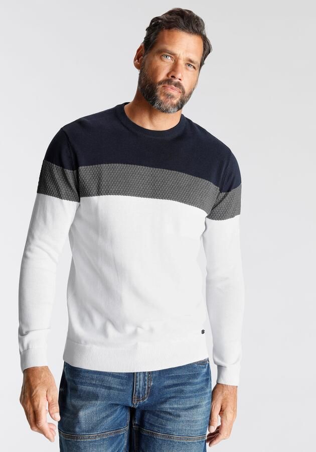 H.I.S Trui met ronde hals Nieuwe kleuren! Colourblocking in lichte tricotkwaliteit - Foto 7