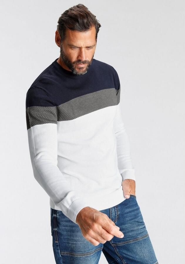 H.I.S Trui met ronde hals Nieuwe kleuren! Colourblocking in lichte tricotkwaliteit - Foto 5