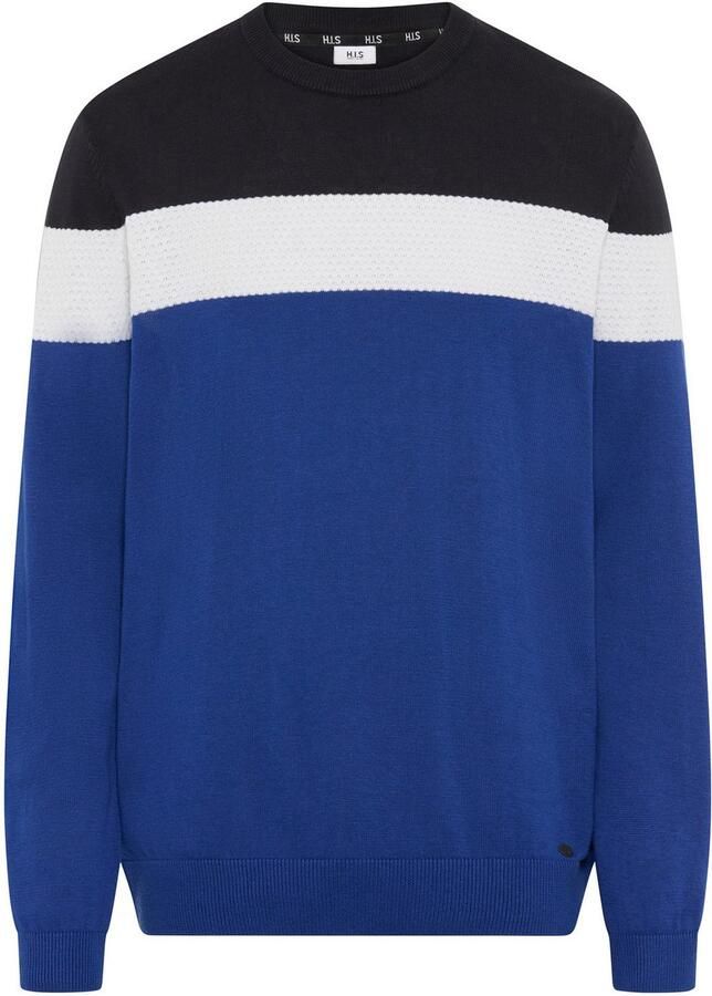 H.I.S Trui met ronde hals Nieuwe kleuren! Colourblocking in lichte tricotkwaliteit
