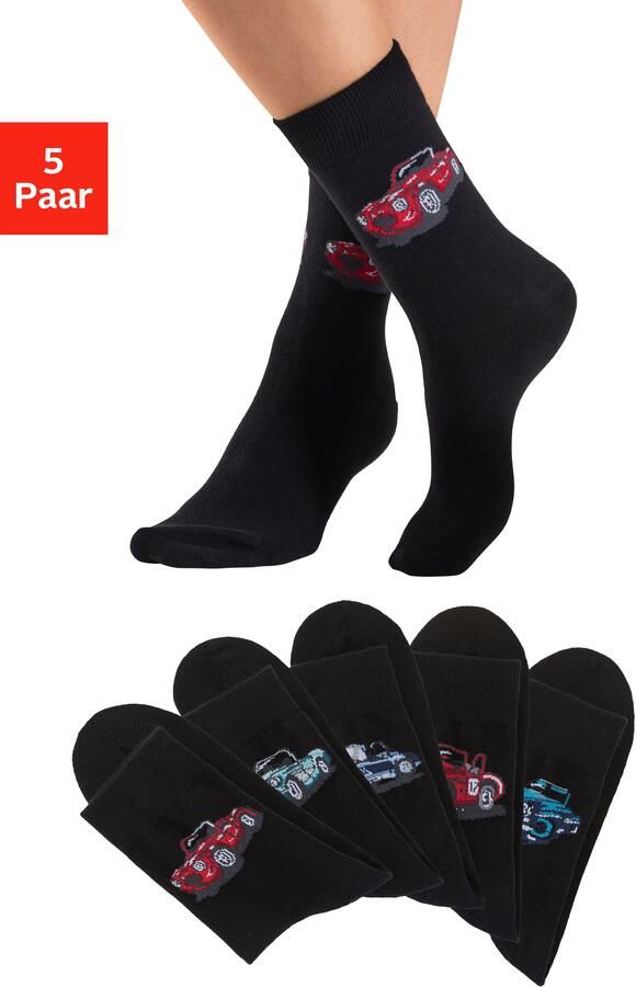 H.I.S Vrijetijdssokken met ingebreide motieven (set 5 paar) - Foto 4