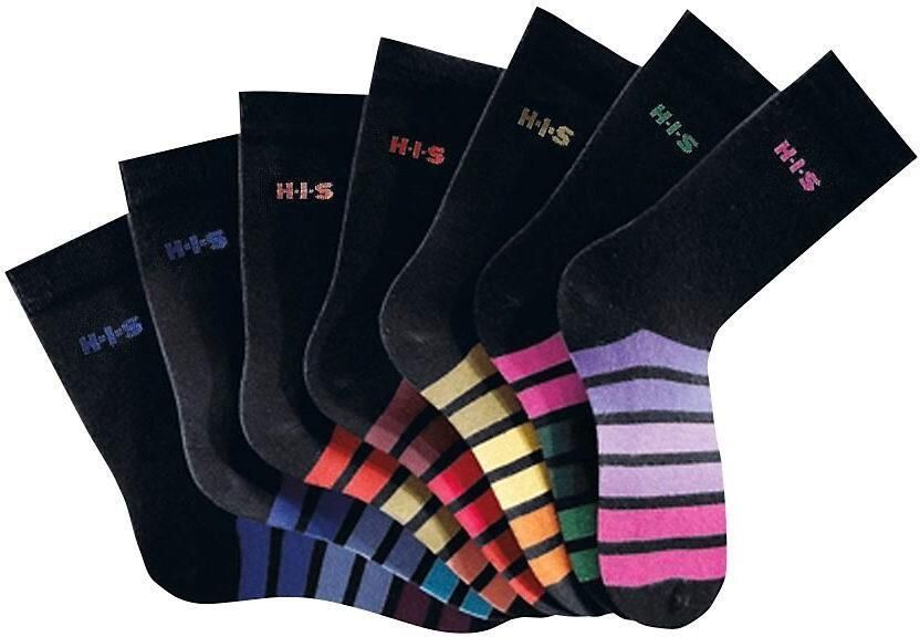 H.I.S Vrijetijdssokken met veelkleurig streepdessin (set 7 paar) - Foto 4