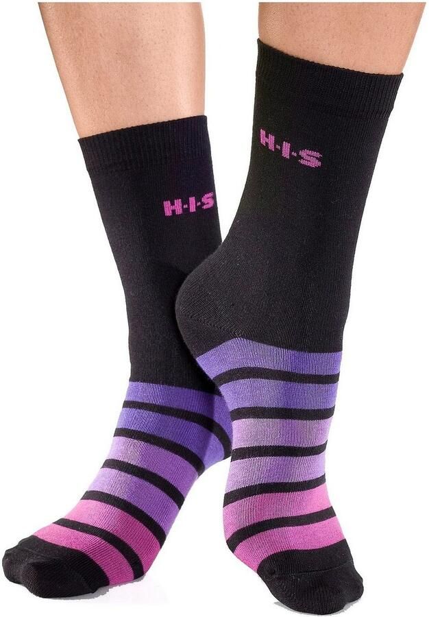 H.I.S Vrijetijdssokken met veelkleurig streepdessin (set 7 paar) - Foto 2